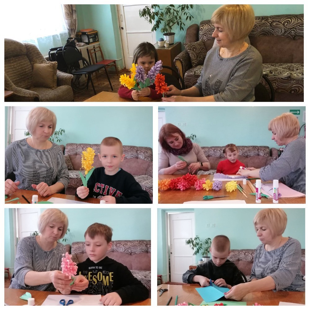 Воспитанники ГБУ КЦСОН Дубровского района сделали цветы своими руками