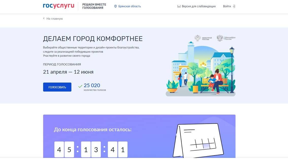 На Брянщине более 25 тысяч жителей выбрали объекты для благоустройства